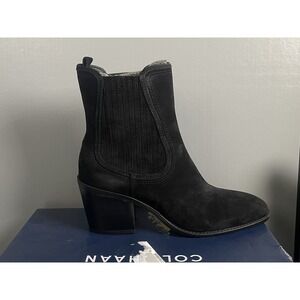 Cole Haan Boots Womens Size 8 Black Janelle CHLS Suede Ankle Bootie Chelsea